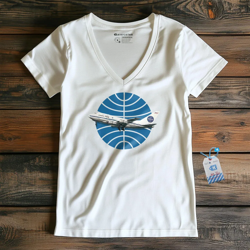 Pan Am Logo Airplane - Women's V-Neck T-Shirt