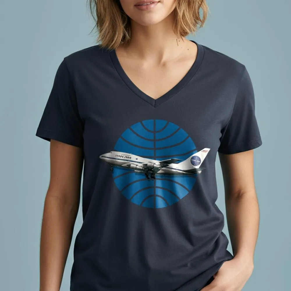 Pan Am Logo Airplane - Women's V-Neck T-Shirt