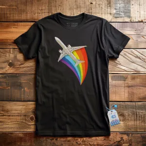 Plane Flying Rainbow - T-Shirt