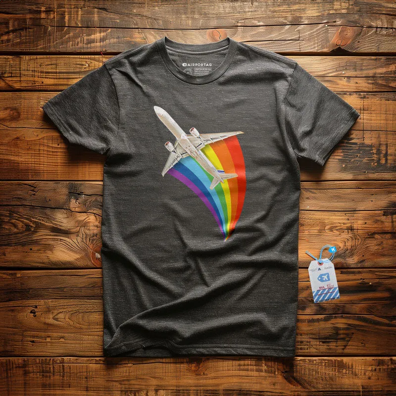 Plane Flying Rainbow - T-Shirt