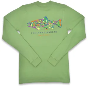 Rainbow Trout: Long Sleeve T-Shirt - Green (Medium & Large)