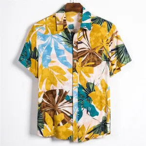 Short Sleeve Men Shirt Hawaii Shirts Summer Printed Short Sleeve Shirt Soft Male Beach Hawaiian Shirt