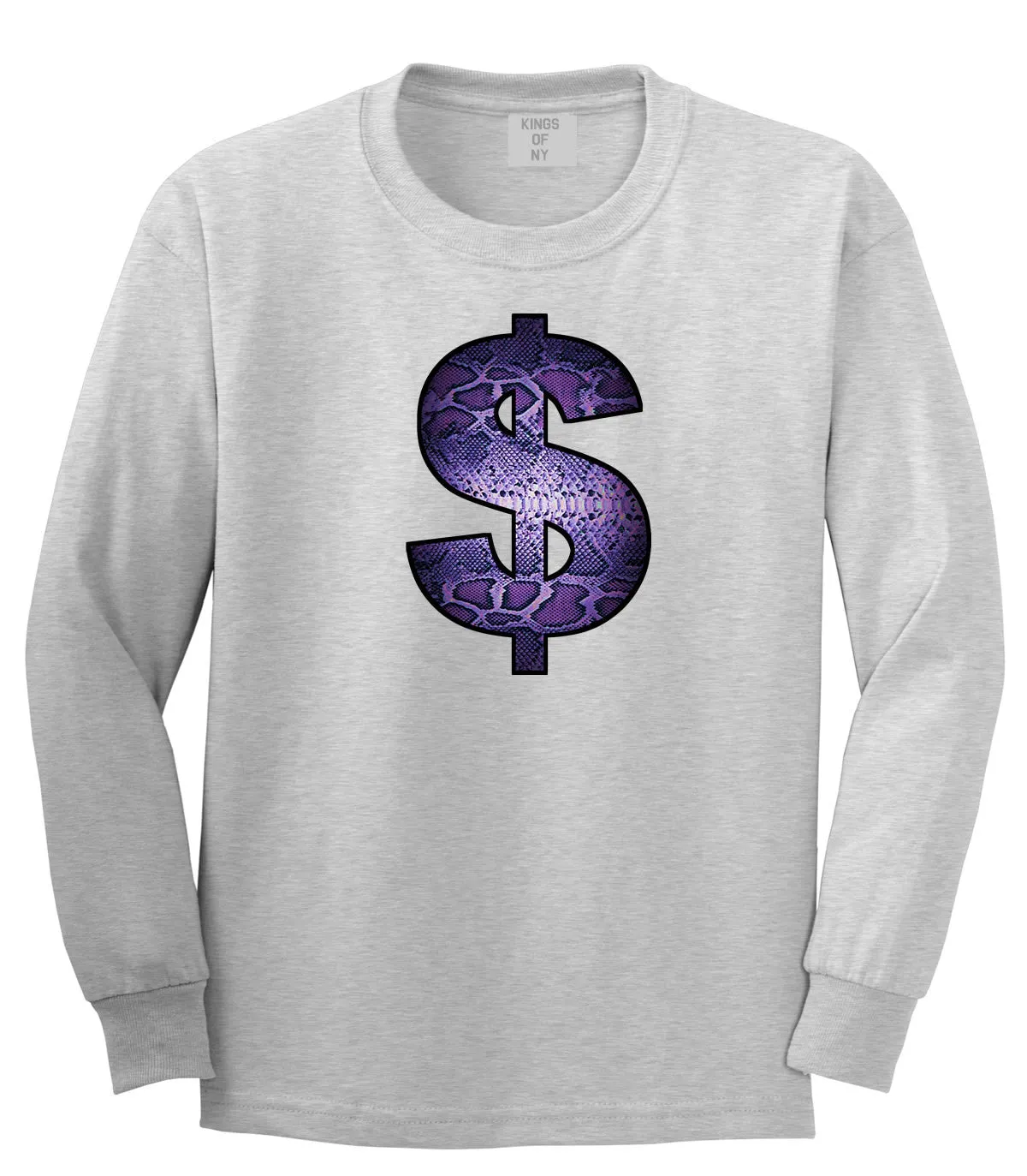 Snakeskin Money Sign Purple Animal Print Long Sleeve T-Shirt