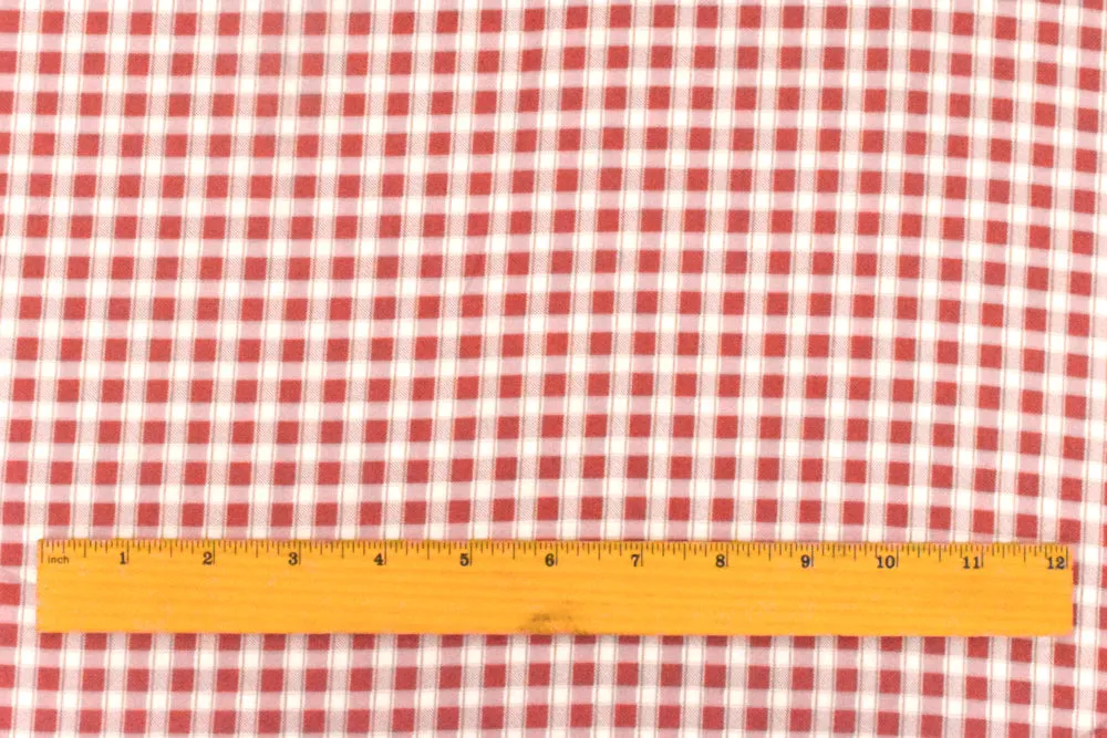 Soft Red-Pink-Multi Plaid Print Stretch Cotton Broadcloth Woven Fabric