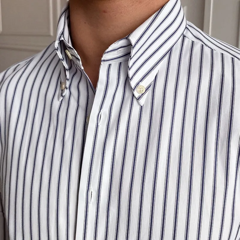 Striped Pin Down Collar Shirt