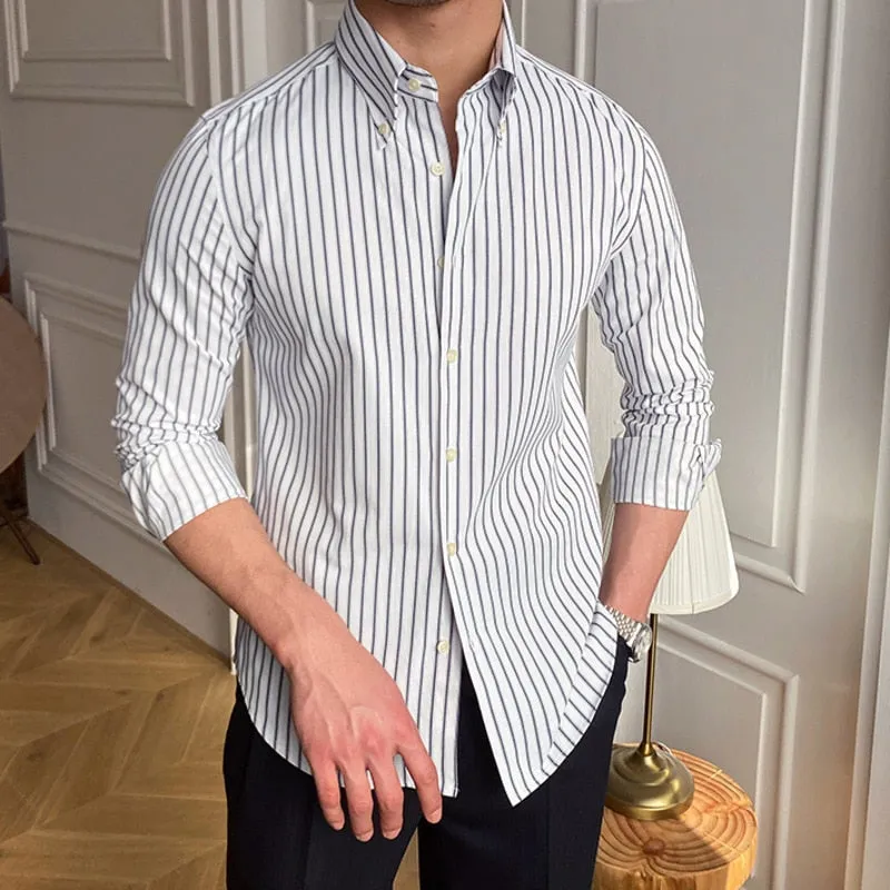 Striped Pin Down Collar Shirt