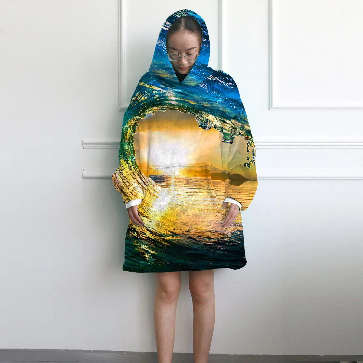 The Eye of the Ocean Wearable Blanket Hoodie