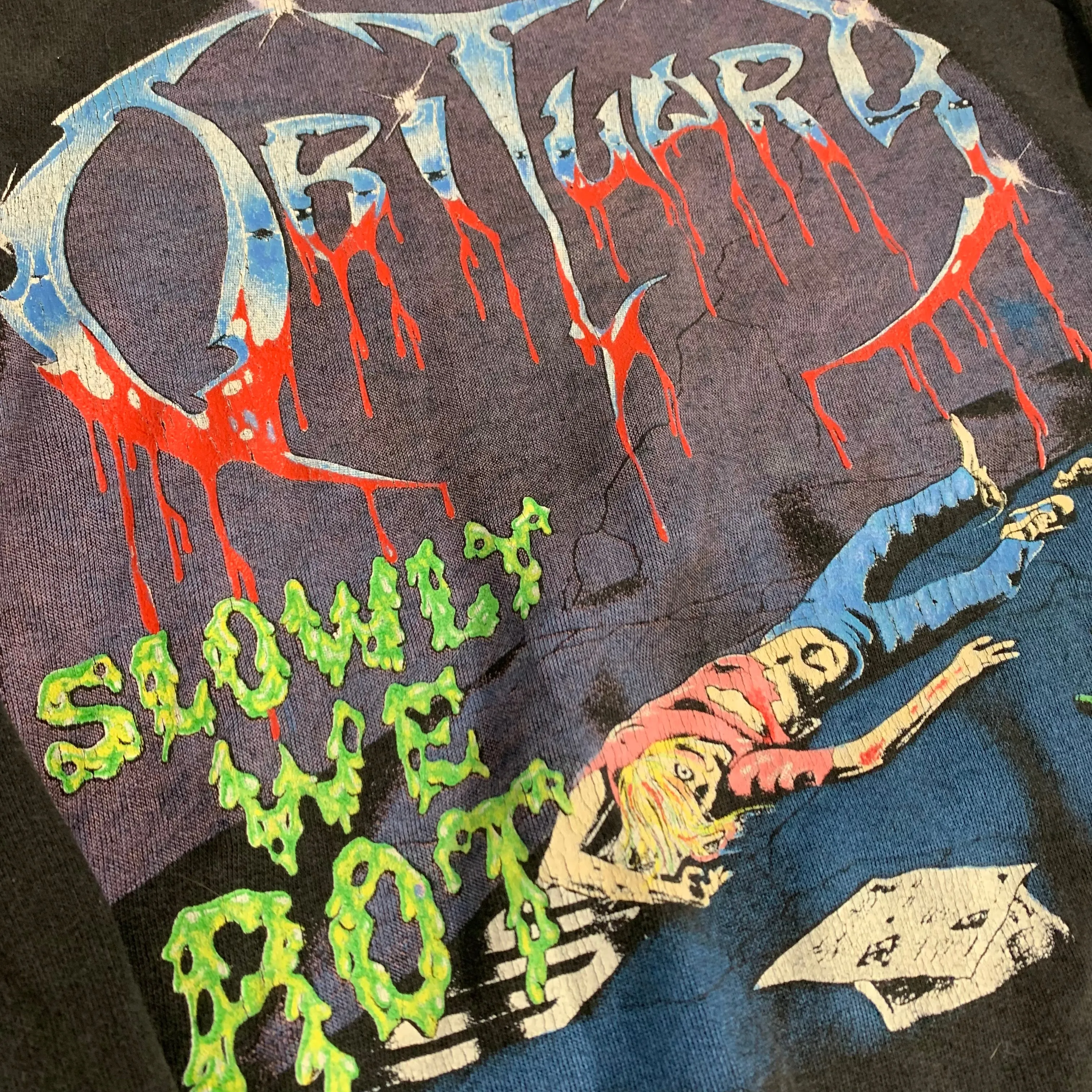 Vintage Obituary "Slowly We Rot" Raglan Sweatshirt