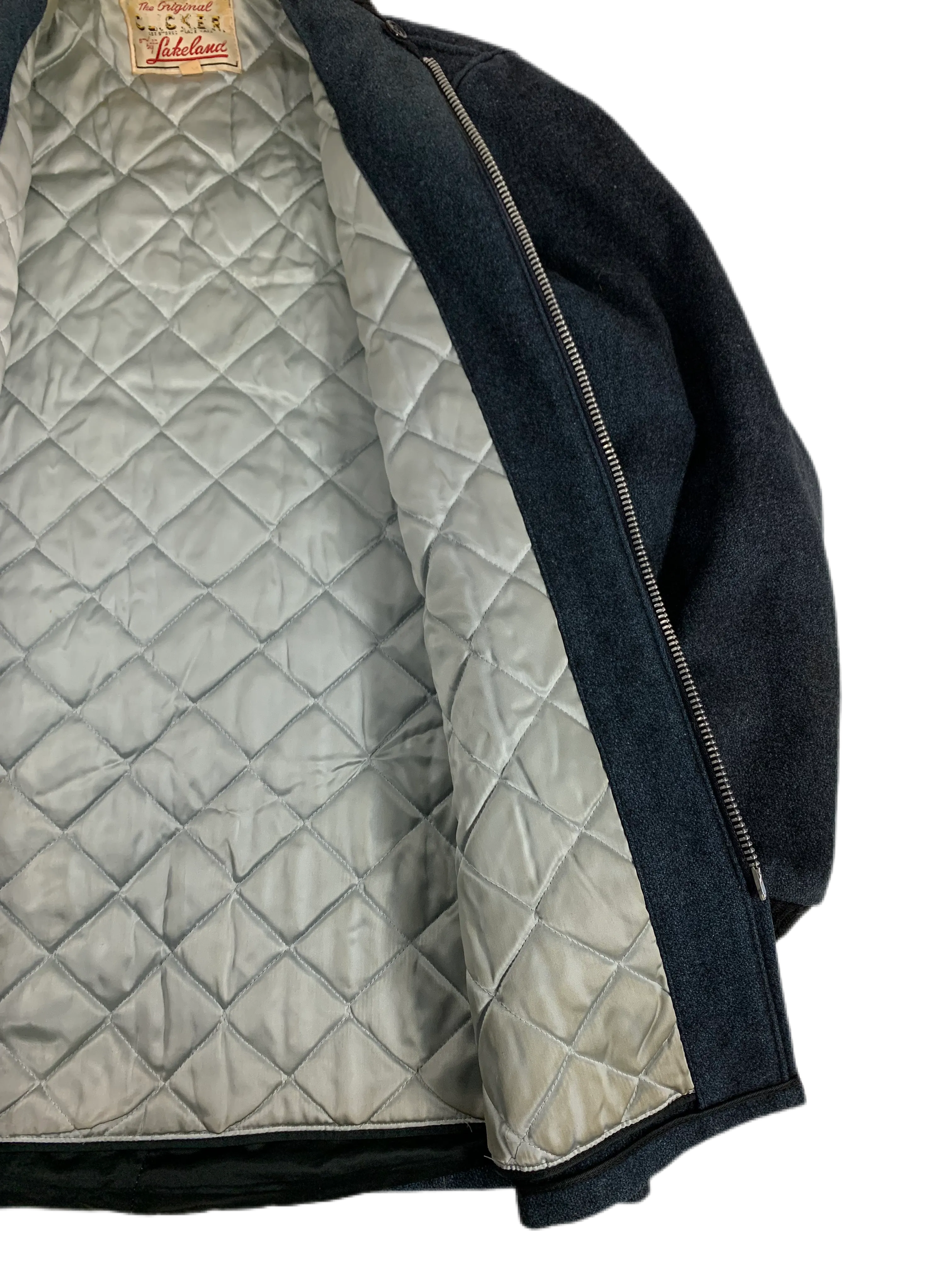 Vintage Original Silver Quilted Lakeland "Wool" Clicker Jacket