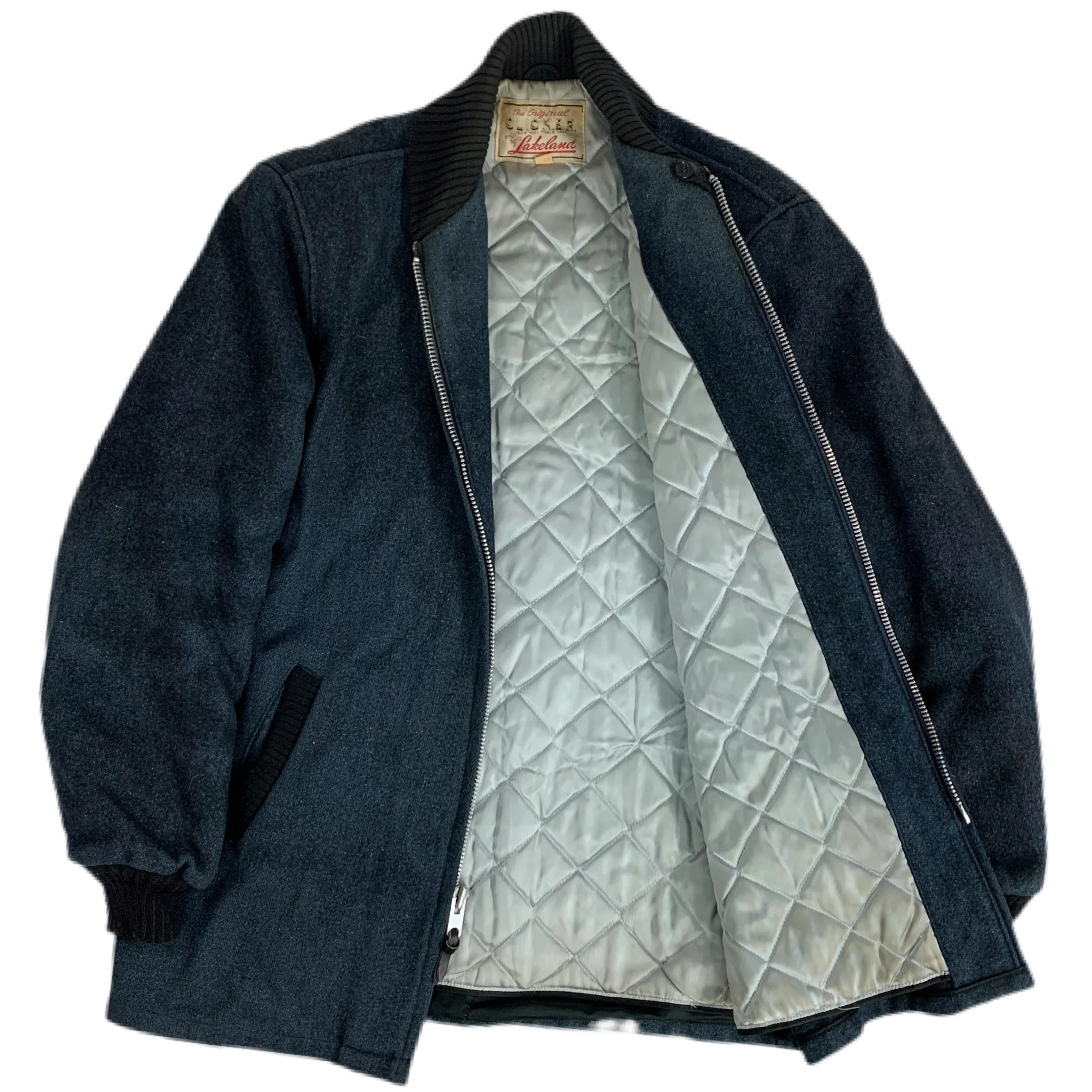 Vintage Original Silver Quilted Lakeland "Wool" Clicker Jacket