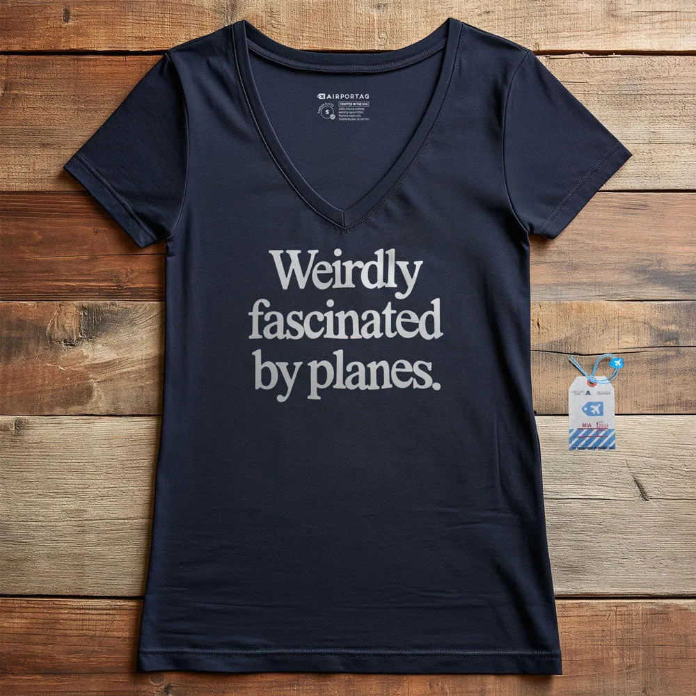 Weirdly Fascinated by Planes - Women's V-Neck T-Shirt