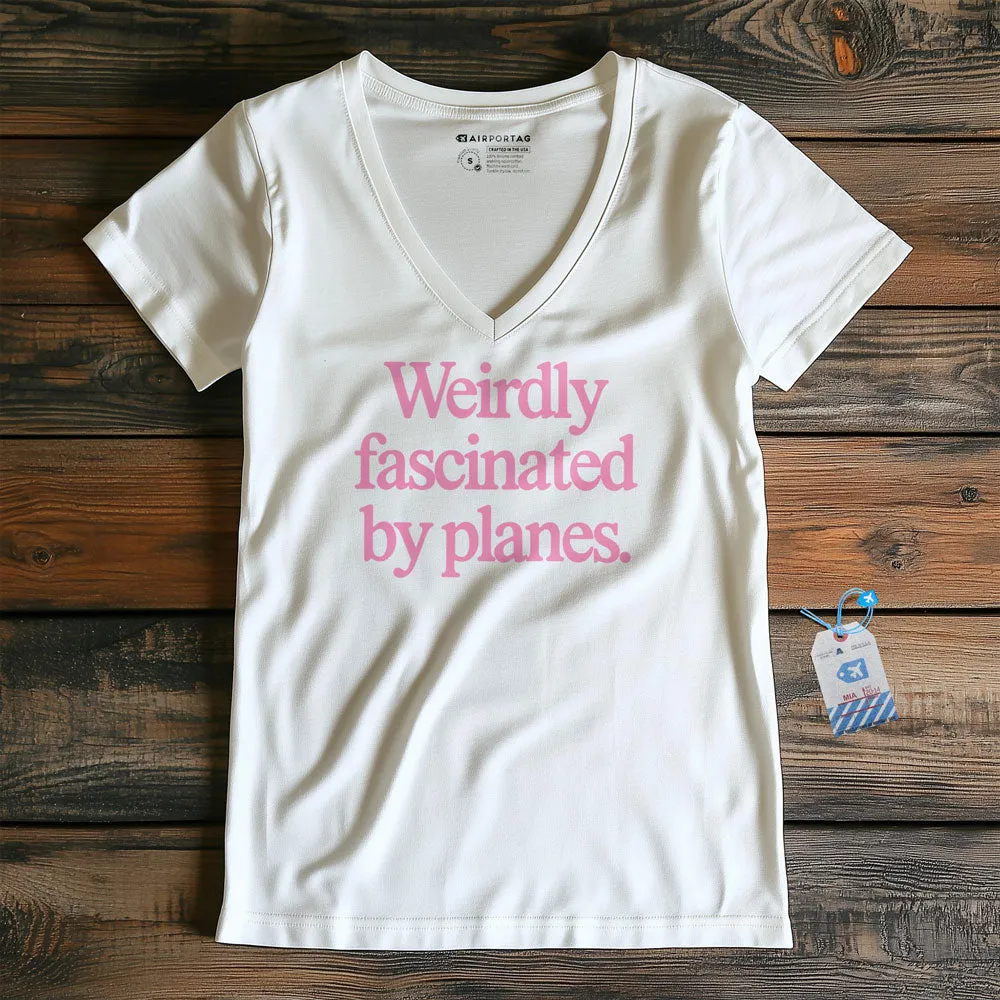 Weirdly Fascinated by Planes - Women's V-Neck T-Shirt