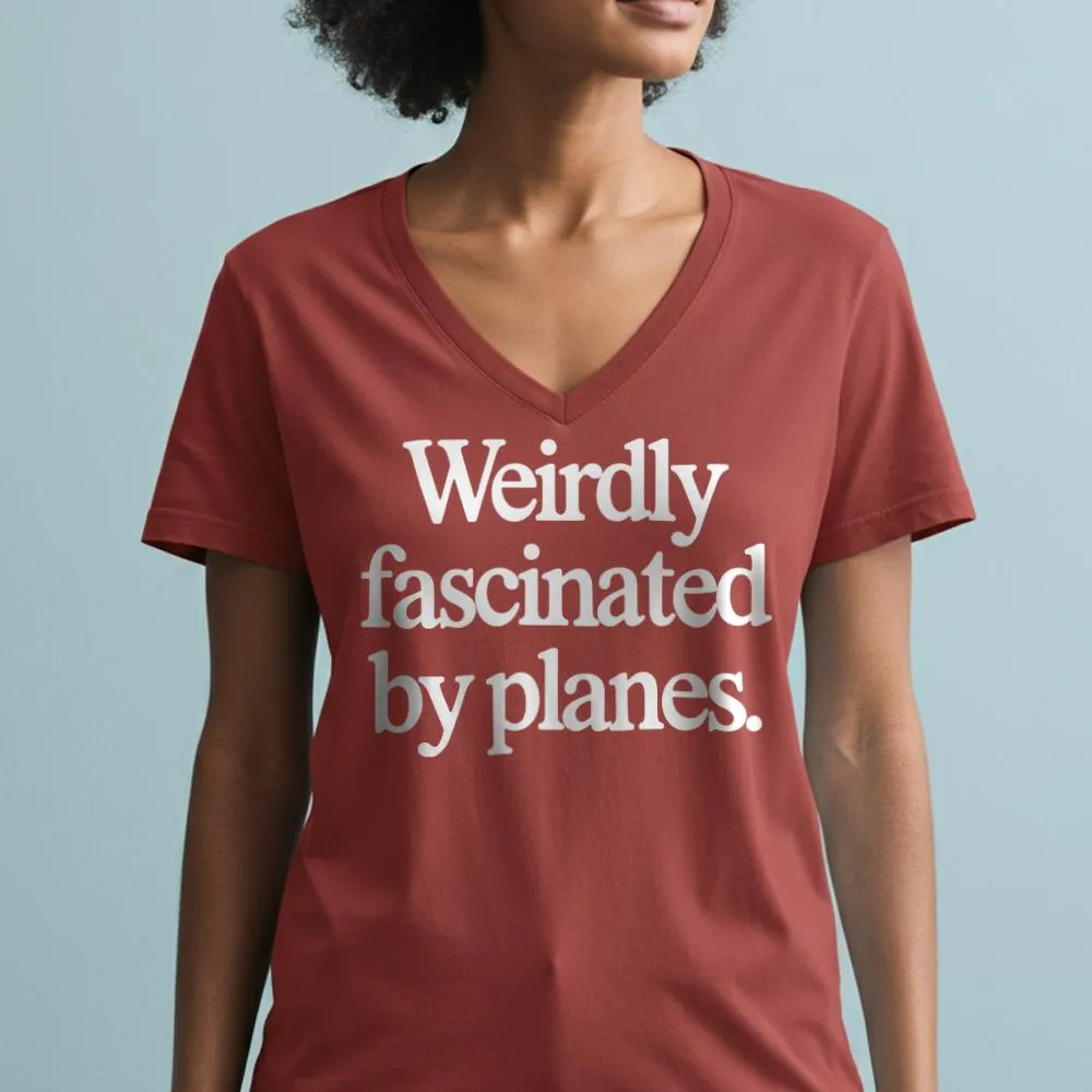 Weirdly Fascinated by Planes - Women's V-Neck T-Shirt