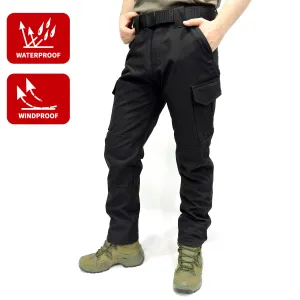 Wind-Waterproof Black Softshell Pants - Fleece Inside