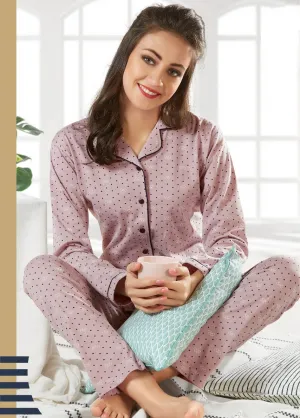 Winter cotton night suits Set for ladies with Collar