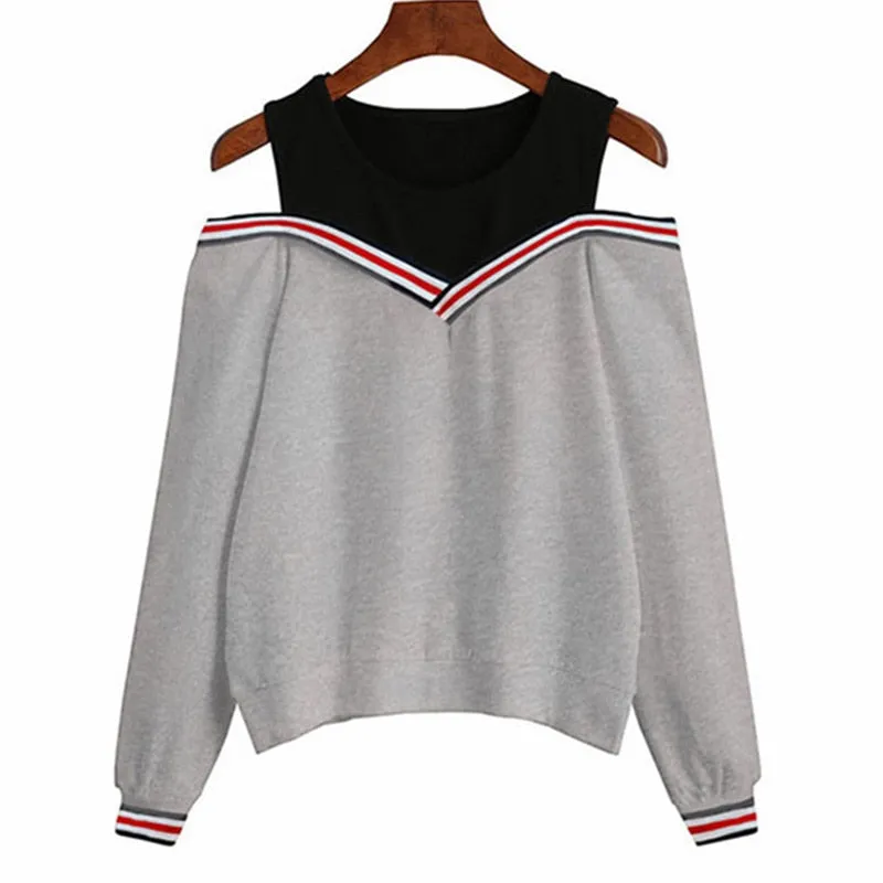 Women Off Shoulder Leisure Pullover Hoodies