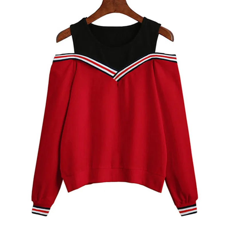 Women Off Shoulder Leisure Pullover Hoodies