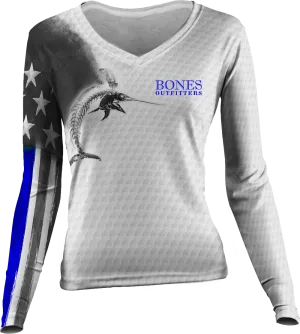 Womens Billfish Stars & Stripes Active Duty Long Sleeve