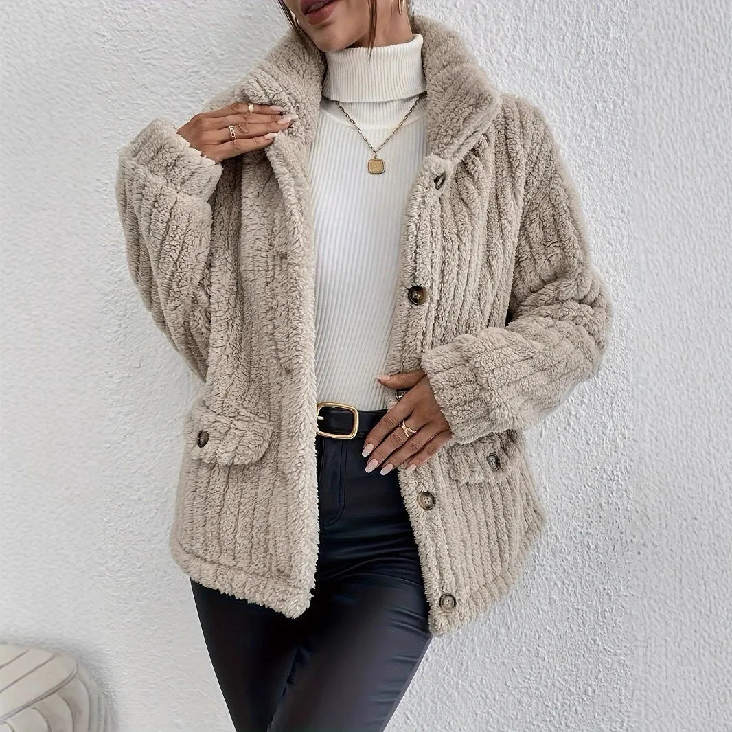 Women's Double-Sided Velvet Button Cardigan Casual Coat