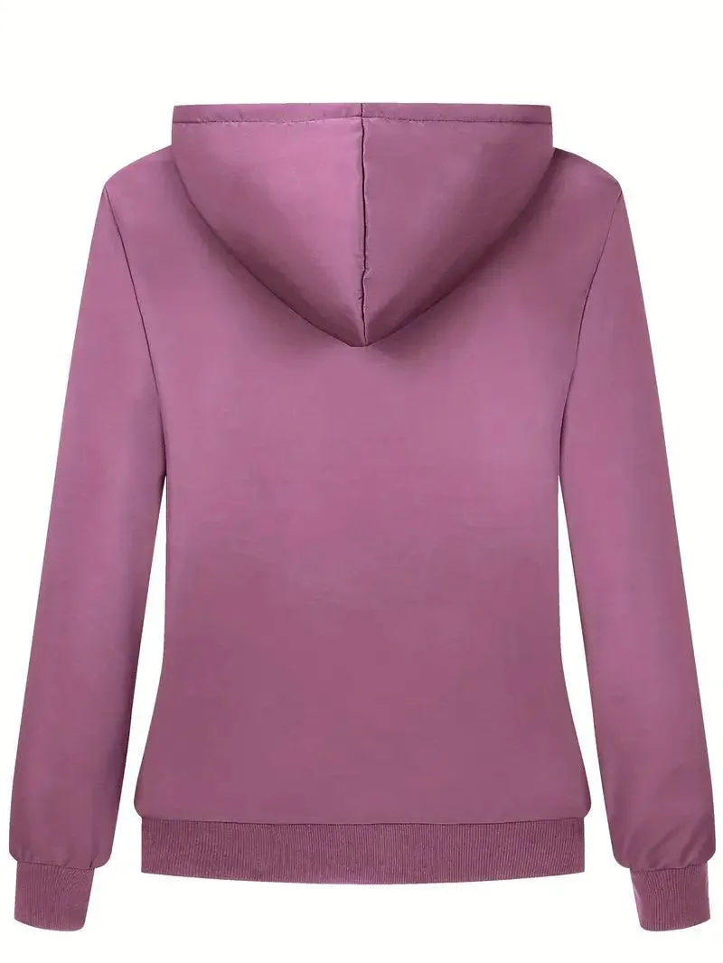 Women's Purple Zip Up Casual Hoodie-ZPK006748