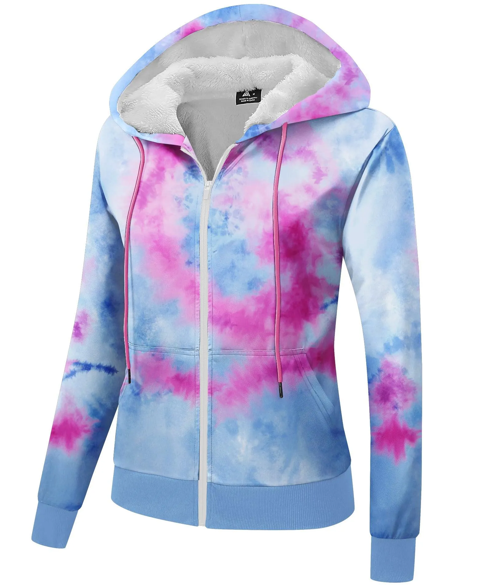 Women's Zipper Fleece Sherpa Lined Hoodie-ZPK006159