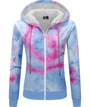 Women's Zipper Fleece Sherpa Lined Hoodie-ZPK006159