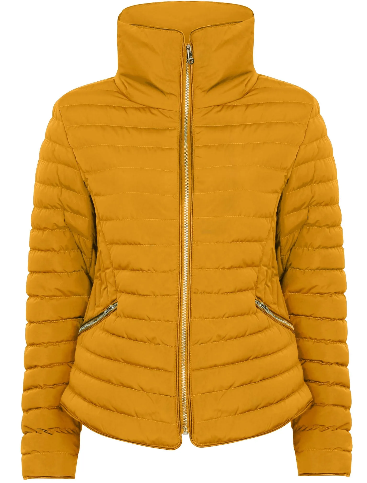 Zelda 2 Funnel Neck Quilted Jacket in Old Gold - Tokyo Laundry