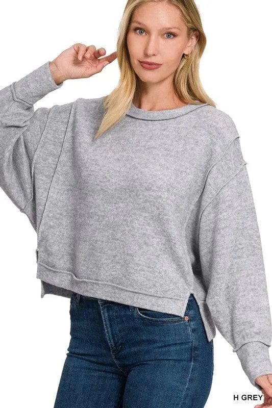 Zenana Exposed Seam Sweater